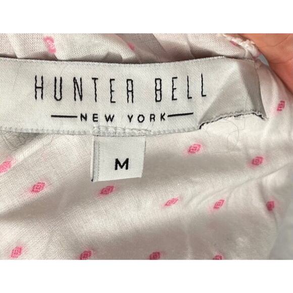 HUNTER BELL Sz M Medium Pink White Dot Smocked Hayes Blouse Shirt - Picture 3 of 10